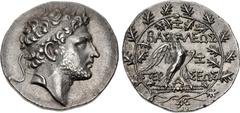 Greek KINGS of MACEDON. Perseus. 179-168 BC. AR Tetradrachm (32mm, 16.88 g, 12h). Attic standard. Amphipolis mint. Struck circa 174-170 BC. Diademed head right / BAΣI-ΛEΩΣ ΠEP-ΣEΩΣ, eagle, wings sprea
