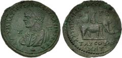 Roman Provincial CILICIA, Tarsus. Caracalla. AD 198-217. Æ (36mm, 18.21 g, 1h). Struck AD 214/5. AVT KAI M AVP CЄVHPOC ANTΩNЄINOC CЄB, Π Π, bust left, clad in the crown and robes of the demiourgos pri