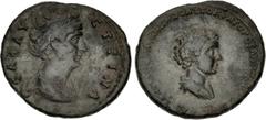 Roman Provincial CYPRUS, Koinon of Cyprus. Diva Faustina Senior, with Galerius Antoninus. Died AD 140/1 and before AD 138, respectively. Æ As or Dupondius (27mm, 7.81 g, 12h). Dies likely produced in 