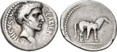Roman Republican The Republicans. Labienus. Early 40 BC. AR Denarius (19mm, 3.67 g, 5h). Uncertain mint in Syria or southeastern Asia Minor. Bare head right; Q • LABIEN[VS PA]RTHICVS • IMP around / Ho