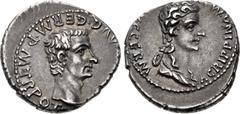 Roman Imperial Gaius (Caligula), with Agrippina Senior. AD 37-41. AR Denarius (19mm, 3.78 g, 8h). Lugdunum (Lyon) mint. 2nd emission, 1st phase, late AD 37. [C • CAESAR] • AVG • GERM • P • M TR POT, b