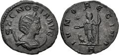 Roman Imperial Zenobia. Usurper, AD 268-272. Antoninianus (21mm, 2.88 g, 6h). Antioch mint, 8th officina. 2nd emission, March-May AD 272. S ZЄNOBIA AVG, draped bust right, wearing stephane, set on cre