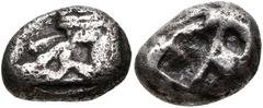 LYCIA, Phaselis. Circa 530-500 BC. AR Triobol (13mm, 3.10 g). Prow of galley left, with forepart of boar / Divided incuse square. Heipp-Tamer 46; SNG Copenhagen -. VF, toned, porous. Ex Classical Numi