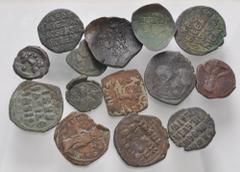 Large Lots BYZANTINE. Lot of fourteen (14) bronze issues. Includes: Theophilus. 829-842. Æ Follis. Constantinople mint. SB 1667 // Basil I the Macedonian. 867-886. Æ. Cherson mint. SB 1719 // Leo VI t