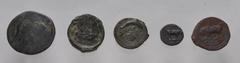 Large Lots GREEK. Magna Graecia & Sicily. Lot of five (5) bronze issues of Sicily. Includes: SICILY: Akragas. Circa 405-393 BC. Æ tetras. // Himera. Circa 415-409 BC. Æ Hemilitron // Syracuse, Dionysi