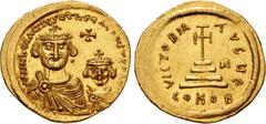 The Gasvoda Collection of Byzantine Coinage Heraclius, with Heraclius Constantine. 610-641. AV Solidus (21.5mm, 4.47 g, 6h). Constantinople mint, 5th officina. Struck 613-circa 616. Crowned and draped