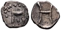 BRUTTIUM, Kroton. Circa 400-350 BC. AR Hemiobol (6mm, 0.20 g). Tripod / H (= hemiobol). HN Italy 2188; SNG ANS -. VF. Very rare.