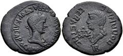 KINGS of BOSPOROS. Kotys I. AD 45/6-68/9. Æ 12 Units (22mm, 5.42 g, 12h). Laureate and draped bust of Nero right / Draped bust of Poppaea left; monogram of Kotys before, IB (mark of value) below. MacD