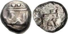 Greek LYCIA, Phaselis. Circa 530-500 BC. AR Stater (17.5mm, 11.21 g). Prow of galley left, terminating in a boar's forepart / Incuse square divided by two bands, with Λ-shaped feature in one section. 