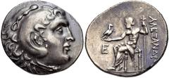 LYCIA, Phaselis. AR Tetradrachm (29mm, 16.84 g, 12h). In the name and types of Alexander III. Dated CY 5 (214/3 BC). Head of Herakles right, wearing lion skin / Zeus Aëtophoros seated left; E in left 