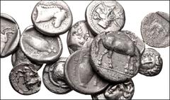 GREEK. Central & Southern Greece. Lot of fourteen (14) mixed AR denominations. Includes: THESSALY, Lamia. AR Hemidrachm // Larissa. AR Drachm // AR Hemidrachm (2) // AR Trihemiobol (3) // AR Obol // P