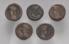 Large Lots ROMAN. Provincial. Lot of five (5) Alexandrian BI Tetradrachms. Includes: Tiberius // Nero (3) // Hadrian. Fine. LOT SOLD AS IS, NO RETURNS. Five (5) coins in lot.