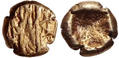 IONIA, Uncertain. Circa 650-600 BC. EL 1/24 Stater (6mm, 0.58 g). Milesian standard. Striated type. Flattened striated surface / Incuse square punch. Weidauer -; Traité I 14-15; SNG Kayhan 682. VF, ed