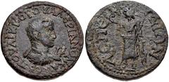PAMPHYLIA, Aspendus. Valerian II. Caesar, AD 256-258. Æ 11 Assaria (31mm, 24.71 g, 6h). Laureate, draped, and cuirassed bust right, seen from behind; IA (denomination) before / Sarapis standing facing