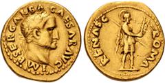 Roman Imperial Galba. AD 68-69. AV Aureus (19mm, 7.21 g, 6h). Rome mint. Struck circa July AD 68-January 69. IMP SER GALBA CAESAR AVG, laureate head right / ROMA RENASC, Roma, helmeted and in military