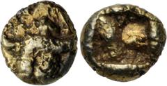 Greek IONIA, Uncertain. Circa 600-550 BC. EL Myshemihekte – Twenty-fourth Stater (6mm, 0.48 g). Aeginetic standard. Winged scarab beetle / Incuse square. Cf. SNG Kayhan 1562 (ninety-sixth stater); cf.
