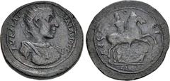 Roman Provincial CARIA, Aphrodisias. Gordian III. AD 238-244. Æ Triassarion (40mm, 31.17 g, 7h). Radiate and cuirassed bust right, wearing aegis on shoulder / Gordian galloping right, right hand raise