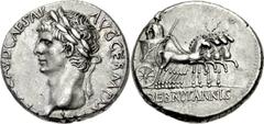 CAPPADOCIA, Caesarea-Eusebia. Claudius. AD 41-54. AR Didrachm (21mm, 7.48 g, 12h). Laureate head left / DE BRITANNIS in exergue, Claudius, holding reins and scepter, in triumphal quadriga right. Syden