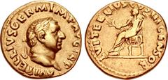 Vitellius, with Vitellius the Elder. AD 69. AV Aureus (18mm, 7.16 g, 6h). Rome mint. Struck April-December AD 69. A VITELLIVS GERM IMP AVG TR P, laureate head right / L VITELLIVS COS III CENSOR, Vitel