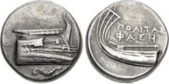 Greek LYCIA, Phaselis. Circa 250-221/0 BC. AR Stater (20.5mm, 10.01 g, 6h). Politas–, magistrate. Prow of galley right; below, sea horse right / Stern of galley left; ΠOΛITAΣ above. Heipp-Tamer Series