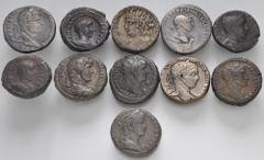 Large Lots ROMAN. Provincial. Lot of ten (10) provincial tetradrachms. Includes: Alexandria, various emperors and types (8) // Tyre, Trajan // Heliopolis, Caracalla. Lot also includes an Æ of Commodus
