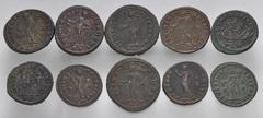 Large Lots ROMAN. Imperial. Lot of ten (10) mostly Æ Folles. Includes: Diocletian // Maximian (4) // Constantius I // Galerius // Galeria Valeria // Constantine I. Lot also includes a radiate fraction
