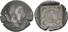 Greek DYNASTS of LYCIA. Kheriga. Circa 440-410 BC. AR Stater (24mm, 9.34 g, 2h). Wehñte (Phellos) mint. Head of Aphrodite right, hair in band, wearing single-pendant earring / Owl standing left, head 