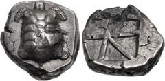 Greek ISLANDS off ATTICA, Aegina. Circa 456/45-431 BC. AR Stater (19mm, 12.12 g, 3h). Land tortoise with segmented shell / Large incuse square with skew pattern. Meadows, Aegina, Group IIIb; Milbank p