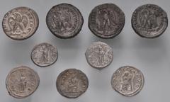 Large Lots ROMAN. Provincial-Imperial. Lot of nine (9) billon and silver issues. Includes: Roman Provincial: Antioch Tetradrachms; Philip I (2) // Philip II // Trebonianus Gallus // Roman Imperial: An