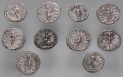 Large Lots ROMAN. Imperial. Lot of ten (10) AR Denarii. Includes: Septimius Severus (2) // Caracalla // Severus Alexander (4) // Gordian III // Maximinus Thrax (2). Near VF to VF. LOT SOLD AS IS, NO R