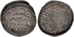 Roman Provincial JUDAEA, Herodians. Herod III Antipas. 4 BCE-39 CE. Æ Half Unit (16.5mm, 6.13 g, 12h). Struck for Roman Emperor Gaius (Caligula). Tiberias mint. Dated RY 43 (39/40 CE). Legend within w