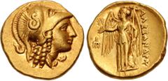 Greek KINGS of MACEDON. temp. Alexander III – Philip III. Circa 325-319 BC. AV Stater (18mm, 8.57 g, 7h). In the name and types of Alexander III. Amphipolis mint. Struck under Antipater. Head of Athen
