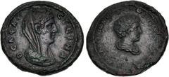 Roman Provincial CYPRUS, Koinon of Cyprus. Diva Faustina Senior, with Galerius Antoninus. Died AD 140/1 and before AD 138, respectively. Æ As or Dupondius (30mm, 10.60 g, 12h). Dies likely produced in