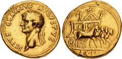 Roman Imperial Divus Claudius. Died AD 54. AV Aureus (19mm, 7.56 g, 6h). Rome and Lugdunum (Lyon) mint. Struck under Nero, AD 54-55. DIVVS CLAVDIVS AVGVSTVS, laureate head left / EX S C in exergue, sl