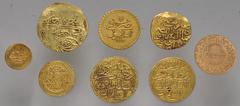 Large Lots ISLAMIC. Ottoman Empire. Lot of eight (8) gold Ottoman and Turkish issues. Includes: various issues of Mehmed II // Ahmed III (2) // Mahmud I // Selim III // Mahmud II // Abdul Manid II // 