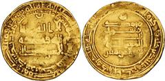 'Abbasid Caliphate 'Abbasid Caliphate. Al-Mu'tazz. AH 252-255 / AD 866-869. AV Dinar (19.4mm, 4.22 g, 8h). Makka mint. Dated AH 252 (AD 866). Bernardi 162Ef; Album 235.1. Minor edge marks. Fine. Extre