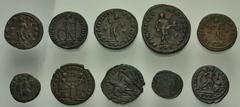 Large Lots ROMAN. Imperial. Lot of ten (10) bronze issues. Includes: Magnentius. Æ Centenionalis // Constantius II. Æ Centenionalis // Delmatius Æ // Crispus. Æ // Constantine I. Æ // Constantine I. Æ