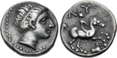 Greek KINGS of THRACE, Macedonian. Lysimachos. As Satrap, 323-305 BC. AR Tetrobol (14mm, 2.45 g, 7h). In the types of Philip II of Macedon. Amphipolis mint. Struck under Kassander, circa 320-315 BC. H
