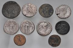 Large Lots ROMAN. Provincial. Lot of ten (10) bronze and billon issues. Includes: BI Tetradrachms of Alexandria (5) // Various bronze issues (4). Lot also includes an Æ Follis of Helena. Fine to VF, s