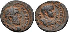 SYRIA, Seleucis and Pieria. Antioch . Macrinus, with Diadumenian as Caesar. AD 217-218. Æ As (19mm, 4.02 g, 5h). Laureate, draped, and cuirassed bust of Macrinus right / Cuirassed bust of Diadumenian 