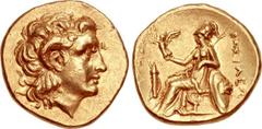 KINGS of THRACE. Lysimachos. 305-281 BC. AV Stater (19mm, 8.52 g, 11h). Ephesos mint. Struck circa 294-287 BC. Diademed head of the deified Alexander right, with horn of Ammon / BAΣIΛEΩ[Σ] [Λ]YΣIMAX[O