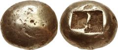 IONIA, Uncertain. Circa 650-600 BC. EL 1/3 Stater – Trite (12mm, 4.67 g). Milesian standard. Plain type. Plain globular surface / Double incuse square punch. Cf. Weidauer 4 (hekte); Elektron I 3; SNG 
