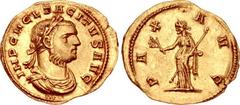 Tacitus. AD 275-276. AV Aureus (21mm, 4.13 g, 6h). Serdica mint. 1st emission, AD 275. IMP C M CL TACITVS AVG, laureate and draped bust right / PAX AVG, Pax standing left, holding olive branch in righ