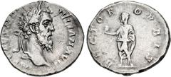 Roman Imperial Didius Julianus. AD 193. AR Denarius (18mm, 3.00 g, 6h). Rome mint. Laureate head right / Didius Julianus standing left, holding globe and volumen. RIC IV 3; RSC 15. Lightly toned, mino