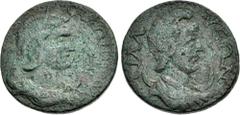 Roman Provincial PAMPHYLIA, Sillyum. Salonina. Augusta, AD 254-268. Æ Dekassarion (34mm, 25.67 g, 12h). Draped bust right, wearing stephane, set on crescent; I (mark of value) to right / Draped bust o