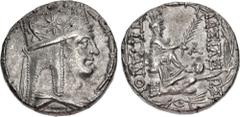 Greek KINGS of ARMENIA. Tigranes II 'the Great'. 95-56 BC. AR Tetradrachm (25mm, 16.11 g, 1h). Tigranocerta mint. Struck circa 80-68 BC. Diademed and draped bust right, wearing tiara decorated with st