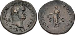 Roman Imperial Galba. AD 68-69. Æ Sestertius (34mm, 26.68 g, 6h). Rome mint, 3rd officina. Struck circa October AD 68. SER • GALBA • IMP • CAESAR • AVG • TR • P, laureate head right / LIBERTAS PVBLICA