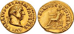 Roman Imperial Vitellius, with Vitellius the Elder. AD 69. AV Aureus (19mm, 7.26 g, 5h). Rome mint. Struck circa late April-20 December. A VITELLIVS GERM IMP AVG TR P, laureate head of Vitellius right