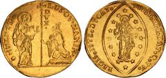 World ITALY, Venezia (Venice). Ludovico Manin. 1789-1797. AV 10 Zecchini (50mm, 34.90 g, 12h). St. Mark standing right, presenting long cross to Doge kneeling left on pillow / Christ standing facing, 