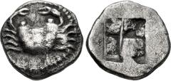 Greek DYNASTS of LYCIA. Uncertain dynast. Circa 480/70-430 BC. AR Twenty-fourth Stater (8mm, 0.41 g). Crab; dotted border / Quadripartite incuse square. Unpublished in the standard references. Lightly